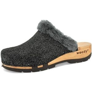 Woody Dames Marie houten schoen, 41 EU, zwart, 41 EU