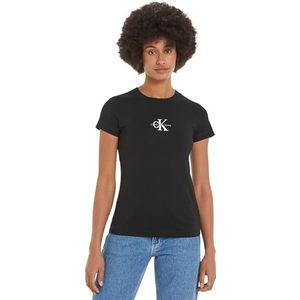 Calvin Klein Jeans Dames MONOLOGO Slim TEE S/S T-Shirt, Ck Zwart, XXL, zwart., XXL
