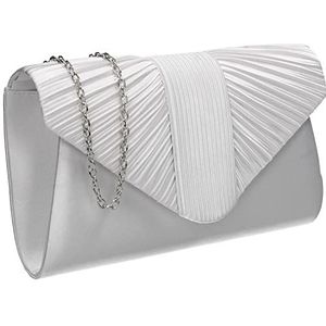 SwankySwans Sophie Dames Satijn Party Prom Bruiloft Avond Clutch Bag Portemonnee, Wit