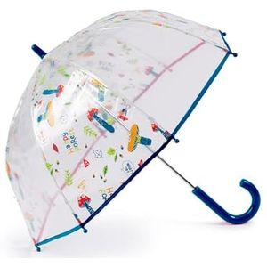 Vogue Paraplu voor meisjes, transparant, met anti-windsysteem. (blauwe paddenstoelen), voor jongeren