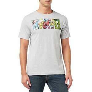Marvel Heren Comic Strip Logo T-shirt, Grijs (Sportgrijs), XL