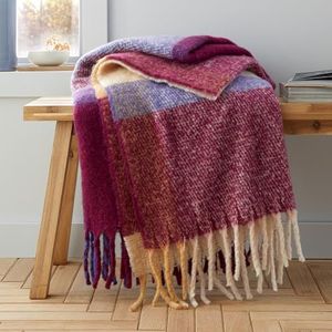 Catherine Lansfield Faux Mohair Check Deken 130x170 cm Plum