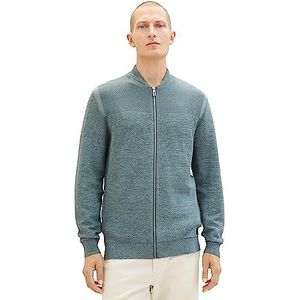 TOM TAILOR Gebreid herenvest van katoen met ritssluiting, 32798-teal Tonal Multi Structuur, XXL