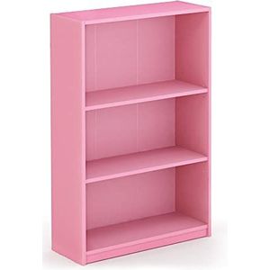 Furinno JAYA Simple Home 3-laags verstelbare plank boekenkast, roze