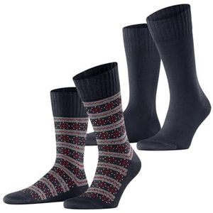 ESPRIT Heren Sokken Scandi Multipack M So katoen wol gedessineerd 2 paar, Blauw Marine 6120, 39-42