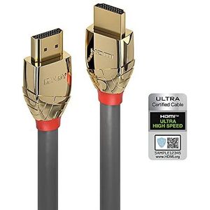 LINDY 37602 - HDMI-kabel 2.1 Gold Line High Speed 2 meter met Ethernet, 10k @120Hz HDMI 2.1 3D 1080p HDCP 2.3 120Hz 144Hz HDR ARC CEC ATC, ATC-getest, TV OLED, monitor, Xbox, Blu-Ray, Soundbar