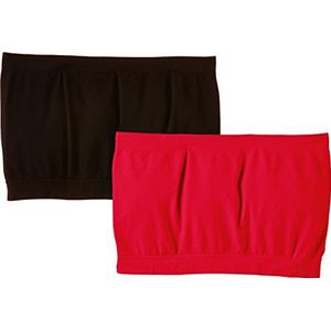 Luigi di Focenza Dames BH 1702, pak van 2, eenkleurig, rood (rood-zwart 298/001), One size