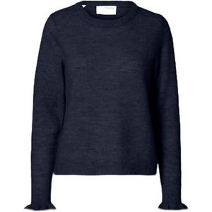 SELECTED FEMME SLFLULU LS Knit Frill Cuff O-Neck NOOS, Dark Sapphire/Detail: melange, XL