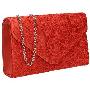 SwankySwans Rachel Womens Lace Detail Party Prom Bruiloft Avond Clutch Bag Portemonnee, Koraal