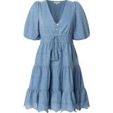 Pepe Jeans - Mini-jurk - Katoen - V-hals - Korte Mouwen - Getailleerd