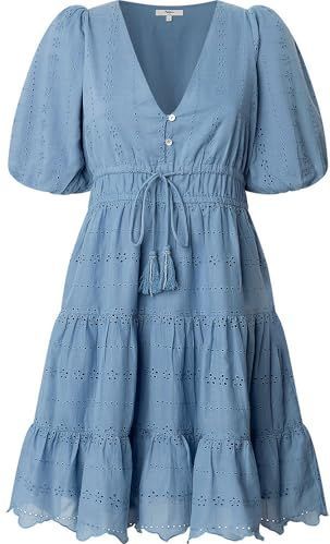 Pepe Jeans - Mini-jurk - Katoen - V-hals - Korte Mouwen - Getailleerd