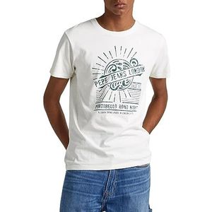 Pepe Jeans Dorian T-shirt voor heren, Beige (Ivoor), S
