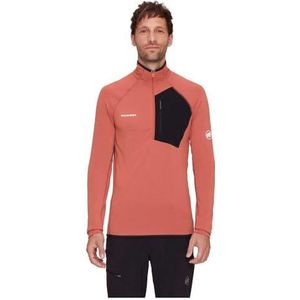 Mammut Polartec Power Grid Herenshirt, halve rits, S, oranje, functioneel shirt, bovendeel voor sporters, maat S, Brick-black, S