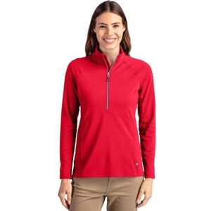 Cutter & Buck Women's Long Sleeve Adapt Eco Knit Half Zip Pullover, Red, L