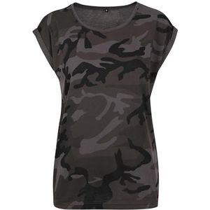 Build Your Brand Dames Ladies Extended Shoulder Camo Tee T-shirt