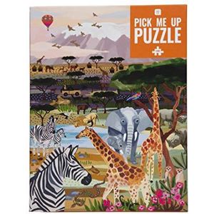1000-delige legpuzzel met safaridieren - Geïllustreerde Afrikaanse savanne | Met bijpassende poster & trivia-blad | Verjaardagscadeau, cadeaus voor volwassenen of kinderen, kunst aan de muur