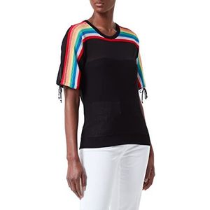 Love Moschino Dames Inwith Pleated Stripes On Shoulders and Short Sleeves Verstelbaar door Laces. Sweater, zwart, 44 NL
