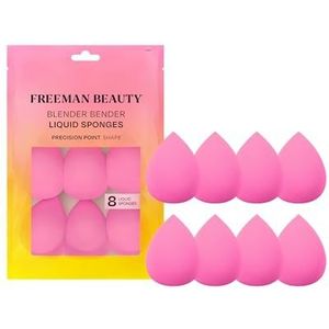 Freeman Blender Bender Make-up Spons Set, Voor Liquid & Cream Foundation, Precision Point Makeup Blending Sponzen, Veganistisch, Wreedheidvrij & Latex-vrij, Roze Spons, 8 Count