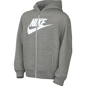 Nike FD2990-063 K NSW Club FLC HD FZ LS HBR Sweatshirt Unisex DK Grey Heather/Base Grey/White Maat XS