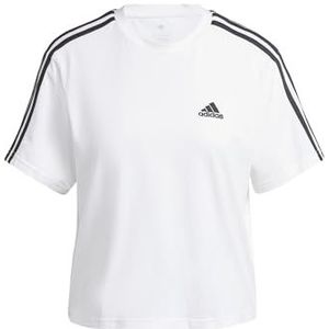 adidas Dames Essentials 3-Stripes Single Jersey Crop Top, White/Black, XS