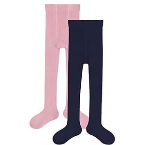 Camano Unisex Kinderen Online Children Organic Cotton ca-Soft Tights 2-pack sokken, Navy + Fuchsia, 152/164, marineblauw + fuchsia