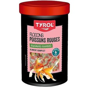 TYROL Rode visvlokken, goudvisvoer, compleet voer op basis van essentiële voedingsstoffen, plantaardige granen en eiwitextracten, 200 g, 1000 ml