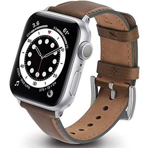 GerbGorb Lederen Band voor Apple Watch 41 mm 40 mm 38 mm, Banden Compatibel met iWatch Serie 8/7/6/5/4/3/2/1, Apple Watch SE/SE 2, donkerbruin + zilveren gesp
