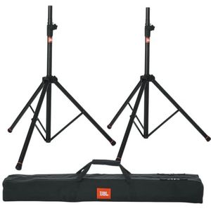 JBL Tassen Standaard Speaker Stand Set met Verstelbare Hoogte en Dubbele Diameter Pool; Inclusief (2) Speaker Stands en Draagtas (JBLSPKSTMASET), Zwart