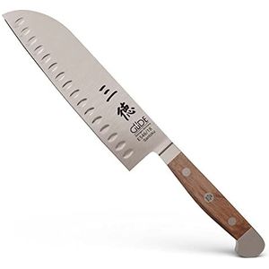 GÜDE Solingen - Santoku-mes met Kuiltjes gesmeed, 18 cm, vaten eikenhout, ALPHA VAT EIKEN, dubbele bolster, Handgemaakt Duitsland