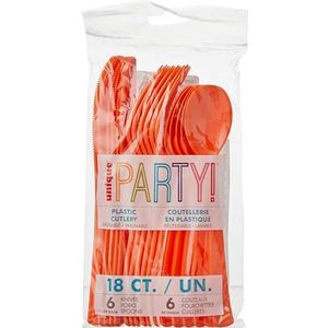 Unique Party 39500 Plastic Bestek Set, Oranje, Pack van 18