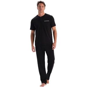 Dagi Black Knitted Regular Waist Supreme Lange Leg Korte Mouwen Crew Neck T-shirt en Broek & Shorts, Zwart, XL, zwart, XL