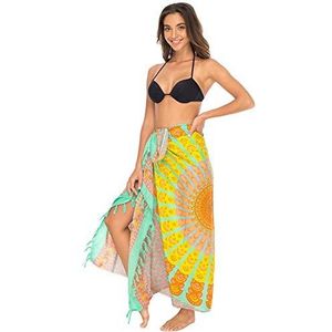 Back From Bali Sarong strand badpak bikini cover up wrap pauw & clip, Mint Zonsondergang, one size