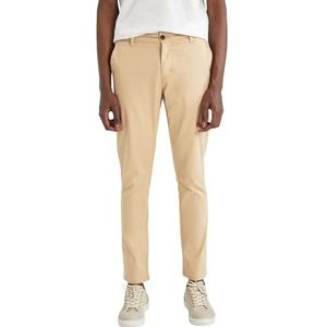 DeFacto Chinobroek voor heren, stijlvolle en comfortabele herenbroek, klassieke chinobroek voor een modieuze look en het hoogste zand, maat 34-34, zand, 34W / 34L