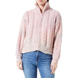 myMo Dames coltrui met gedraaide dubbele ritssluiting polyester PINK GEEL maat XS/S, roze/geel., XS