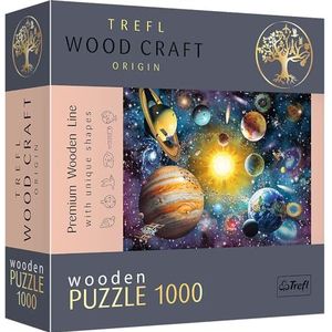 Trefl - Wood Puzzle: Reis door het Zonnestelsel - 1000 Elementen, Wood Craft, Onregelmatige Vormen, 100 Figuren, Hoogwaardige Moderne Puzzel, DIY, voor Volwassenen en Kinderen vanaf 12 jaar
