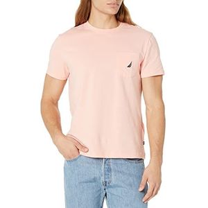 Nautica Men's Solid Crew Neck Short Sleeve Pocket T-Shirt, Coral Sands, Medium