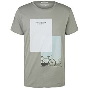 TOM TAILOR Denim Uomini T-shirt van biologisch katoen 1025599, 10767 - Greyish Shadow Olive, L