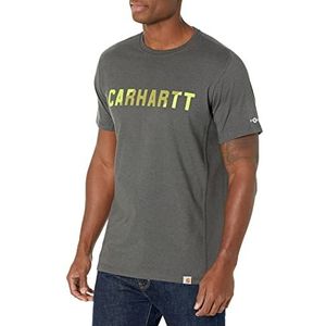 Carhartt Heren Force Relaxed Fit Korte Mouw Blok-Logo Grafische Grafische Middelzwaar Werk-T-shirt, antraciet gemêleerd, XL