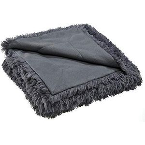 CelinaTex Knuffeldeken, 150 x 200 cm, grijs, sofadeken, langharig, imitatiebont, flokati-look, deken, fleece, Oeko-Tex, Shetland