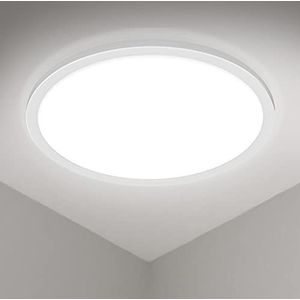 LEDYA Led-plafondlamp voor woonkamer, 18 W, 1600 lumen, plat, 6000 K koud wit, vochtige ruimtes, plafondverlichting voor badkamer, tienerkamer, eetkamer, balkon, badkamer, hal, keuken, 295 x 25 mm,