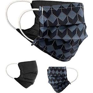 BaF Community-maskers Set van 2 stuks Unisex geïmproviseerd masker Omkeerbaar mondbeschermingsmasker Mond- en neusbescherming Omkeerbaar masker met motief katoen BCI Wasbaar