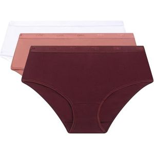 DIM EcoDim Boxershorts voor dames, katoen, extra platte afwerking, 3 stuks, Robijn/roze/wit, L