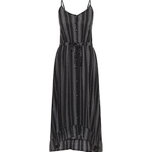 usha FESTIVAL Maxi-jurk voor dames met etno-print, zwart-wit, L