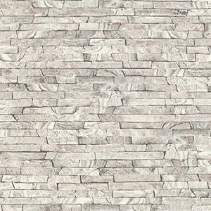 Rasch Behang 278903 - Grijs behang met steenlook, natuursteen stenen wand - 10,05 m x 0,53 m (L x B)