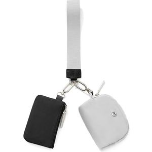 Mum's Memory Mini Zip Rond Polsbandje Portemonnee Voor Vrouwen - Dual Pouch Polsband Draagbare Sleutelhanger Portemonnee Met Coin Pocket, Zwart + Grijs