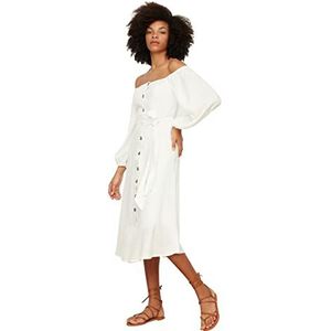 Trendyol Damesjurk met een riem knoopjurk, ecru, 40