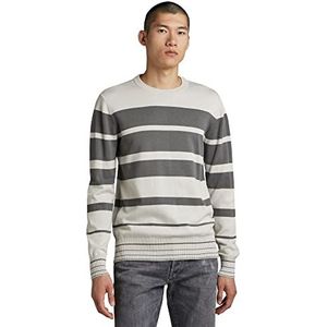 G-STAR RAW Heren Irregular Knit Pullover Sweater, meerkleurig (Oyster Mushroom/Granite Stripe C706-D863), XXL, Meerkleurig (Oyster Mushroom/Granite Stripe C706-d863), XXL