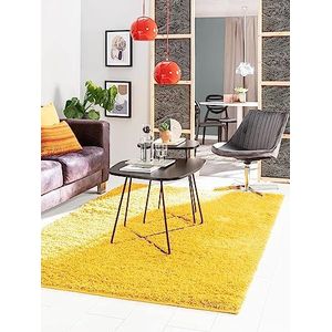 benuta Basic hoogpolig tapijt Soho - synthetische vezel - rechthoekig en in de stijl: uni - onderhoudsvriendelijk voor woonkamer slaapkamer, geel, 120 x 170 cm