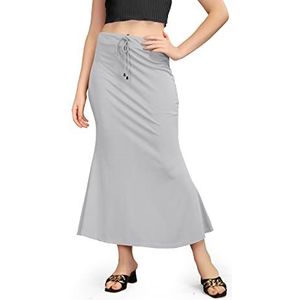 Kipzy Lycra Saree Shapewear, lange rok voor dames, voor strand, avondje uit, regelmatig, kantoor, feest, Lichtgrijs, S