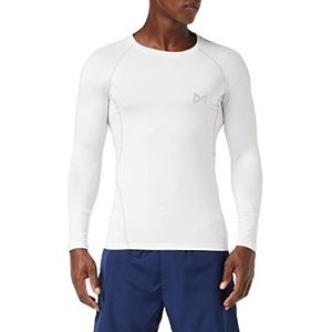 MEETYOO Mannen Compressie Shirt, Base Layer Top Lange Mouw T-shirt Sport Gear Fitness Panty Voor Running Gym Workout, Wit, L